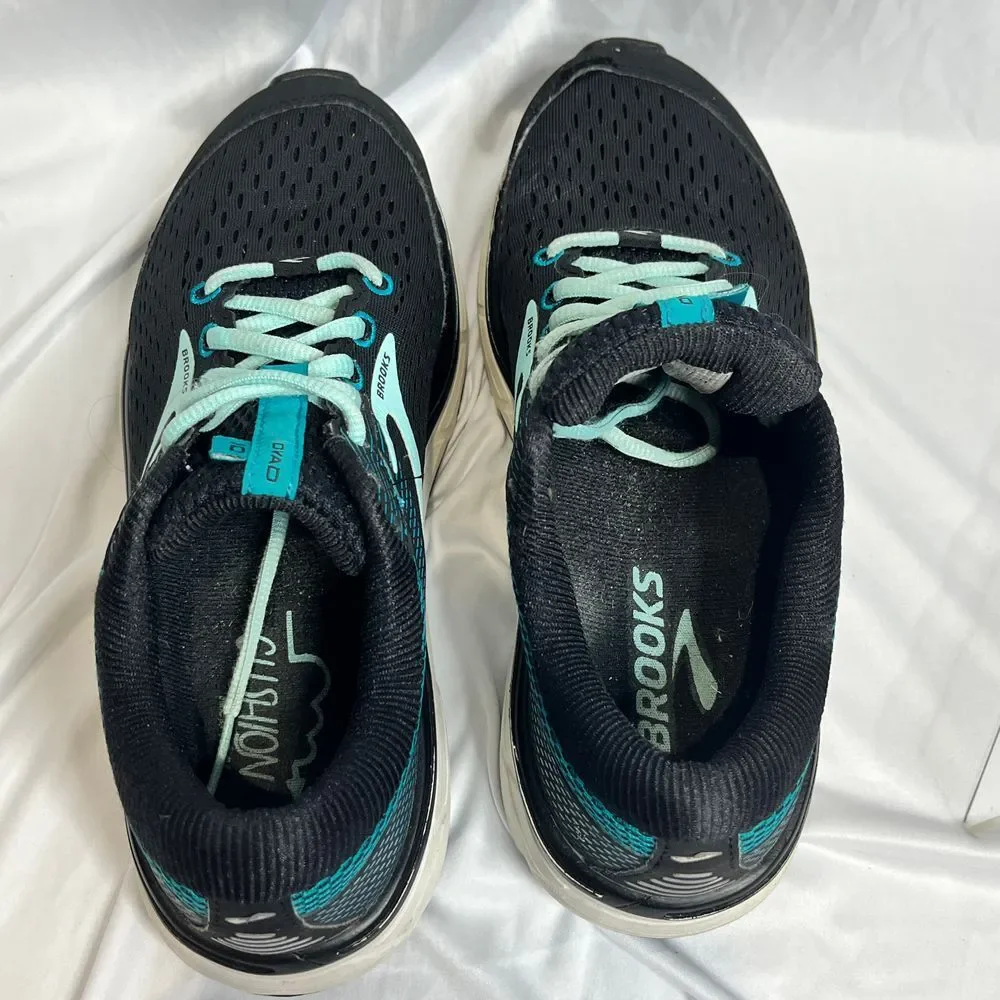 Brooks Dyad 10‎ Running Shoes Womens Size 7 Black Teal Athletic Sneakers